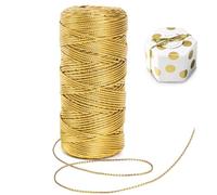 Hilo Dorado Metálico,1.5mm Sin Elastici Cordon Dorado Cordón Metálico Hilo Dorado Cordón Hueco para Carteles Colgantes,Manualidades y Crochet Cuerda Decorativa para Etiquetas,Regalos Decoración