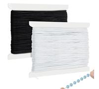 Hilo Elástico para Pulseras, 2 Piezas de Cuerda Elástica 1mm x 20m - Cordón Elástico Redondo para DIY de Joyería, Manualidades, Collares y Pulseras - Negro y Blanco