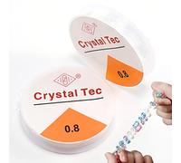 Hilo Elastico Transparente, HZYIQ 2 Bobinas 0.8mm x 6m Nylon Hilos Elasticos para Pulseras, Resistente Hilo Cristal para Colgar Decoraciones y Fabricación de Joyas