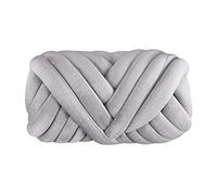 Hilo Gigante,Diy Lana Gorda, Hilo grueso de poliéster y algodón for tejer en el brazo, hilo Tubular Jumbo, voluminoso almohada, cojín tejido ganchillo, cama mascotas(Light Gray)