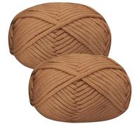 Hilo grueso de lana de algodón para principiantes, 2 x 50 g, marrón, hilo Amigurumi, kit de inicio fácil de ganchillo