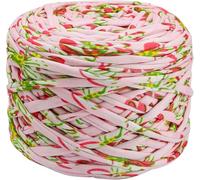 Hilo Grueso Suave Hilo de tejer grueso 400 g/unidad, hilo camiseta, tela elástica for hacer a mano, bolsos, mantas, cojines, crochet(Pink flower)