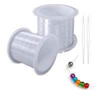 Hilo Invisible de Nylon Transparente de 200 m, 0.25 mm de Espesor, para Colgar Adornos Navideños, Creación de Joyería y Costura, Incluye Aguja para Abalorios - Duradero y Versátil (2pcs)