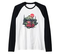 Hilo Isla Hawaii Vacaciones Volcán Jungle Forrest Adventure Camiseta Manga Raglan
