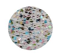 Hilo mercerizado con lentejuelas, Hilo de algodón for tejer, 50 g, 140 m, lentejuelas multicolor, 3 mm, 6, a mano (DIY)(Aj138x)
