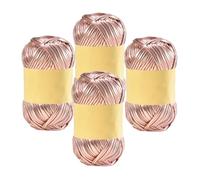 Hilo metálico para camiseta, hilo metálico brillante para camiseta, hilo metálico brillante, hilo grueso para tejer de ganchillo, bolsa de bricolaje, proyectos de cojín, color oro rosa, 4 unidades