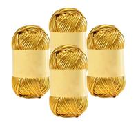 Hilo metálico para camiseta, hilo metálico brillante para camiseta, hilo metálico brillante, hilo metálico para tejer ganchillo, bolsa de bricolaje, proyectos de cojín, color dorado brillante, 4