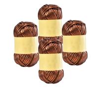 Hilo metálico para camiseta, hilo metálico brillante para camiseta, hilo metálico, hilo grueso, hilo metálico para tejer ganchillo, bolsa de bricolaje, proyectos de cojín, café, 4 unidades