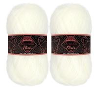 Hilo Mohair Elixir de JubileeYarn, 50 g/ovillo, mezcla de lana de bebé, Piña Colada, 2 ovillos