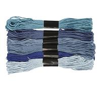 Hilo para punto de cruz y bordado (1 mm, 6 piezas), tonos de color azul