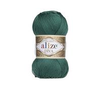 Hilo para tejer a mano, 100% microfibra acrílica, hilo Alize Diva, efecto seda, hilo de ganchillo, arte, encaje, manualidades, lote de 4 madejas de 400 g, 1532 yardas, color (453 mar del norte)