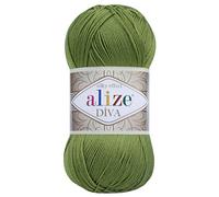 Hilo para tejer a mano, 100 % microfibra acrílica, hilo Alize Diva, efecto seda, hilo de ganchillo, arte, encaje, manualidades, lote de 4 madejas de 400g, 1400m, color (210 Verde)