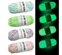 Hilo que brilla en la oscuridad, 4 rollos de 58 yardas de hilo que brilla en la oscuridad para crochet, suministros de punto luminosos para principiantes