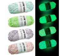 Hilo que brilla en la oscuridad para crochet, 4 rollos de hilo para principiantes de 58 yardas de largo, de ganchillo luminoso fluorescente para tejer y suministros.