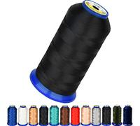 Hilo resistente de 1800 yardas, tamaño T70#69 210D/3, hilo de coser de poliéster de alta resistencia para tejidos, tapicería, jeans y pelo tejido, cortinas, cuentas, bolsos, cuero (negro)