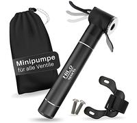HiLo Sports Minibomba de aire de aluminio para bicicleta, para todas las válvulas, 6 bares, pequeña bomba de aire para bicicleta con soporte para cuadro y tornillos