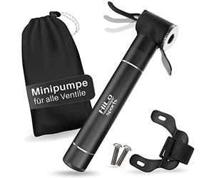 HiLo Sports Minibomba de aire de aluminio para bicicleta, para todas las válvulas, 6 bares, pequeña bomba de aire para bicicleta con soporte para cuadro y tornillos