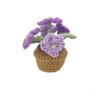 Hilo tejido a mano Forget-Me-Not artificial para decoración de plantas en maceta en rosa, azul, amarillo o morado para decoración de mesa de oficina en casa, fácil de mantener (morado)