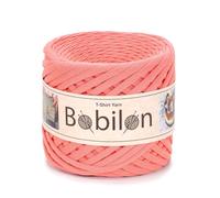 Hilo trapillo tipo fettuccini de 7-9 mm para ganchillo, punto y macramé, cinta de algodón de tela, color melocotón (Apricot Crush)