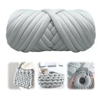 Hilo Voluminoso Gigante Gigante, 25M Hilo Gigante para Manta, Hilo Roving para Tejer a Mano, Hilo de Tejer para Brazo Lavable para DIY Hacer Mantas, Cojines, Almohadas Tejida a Mano(Gris, 500g)