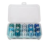 Hilos bordar Hilo de bordar a máquina, poliéster, 6 opciones, 15 carretes for coser bordada Hilos punto de cruz(15 different blue)