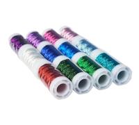Hilos de Bordar 12 unids/set hilo de bordar metálico | For proyecto de bordado de punto de cruz DIY, hilo iridiscente de oro y plata(Multicolor,0.2mm 100m roll)