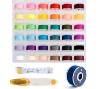 Hilos de Coser de Poliéster para Costura, Hilo de Coser Colorido Bobinas con Tijeras, Aguja, Cinta Métrica para Máquina de Coser para Babylock Janome Elna Singer 36 Colores