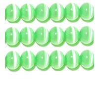 Hilos de cuentas de ojo de gato de 10 mm, 8 mm y 6 mm, fibra ptica de grado ""A"", 32 colores a elegir (6 mm, verde menta)