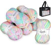 Hilos de Ganchillo,ilauke 6x50g Bolas de Hilo de Tejer,Hilo de Acrílico Multicolor,4 Capas Hilo de Tejer Colorido con Bolsa de Mano,Hilos para Crochet para Tejer Hilo de Ganchillo(Rosa,Amarillo,Azul)