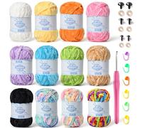Hilos para Tejer a Mano, Pack of 12 590 yds Chunky Chenille Yarn Multicolor For Crochet Knitting Baby Blanket(B)