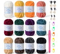 Hilos para Tejer a Mano, Pack of 12 590 yds Chunky Chenille Yarn Multicolor For Crochet Knitting Baby Blanket(12 D)