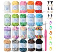 Hilos para Tejer a Mano, Pack of 12 590 yds Chunky Chenille Yarn Multicolor For Crochet Knitting Baby Blanket(20)