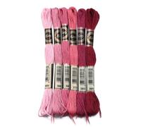 Hilos Punto De Cruz 6 unids/lote 8m hilo de punto cruz poliéster bordar colorido correa cuerda for manualidades costura DIY accesorios ropa(Pink 01)