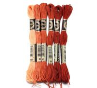 Hilos Punto De Cruz 6 unids/lote 8m hilo de punto cruz poliéster bordar colorido correa cuerda for manualidades costura DIY accesorios ropa(Orange Red 02)