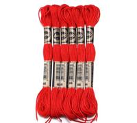 Hilos Punto De Cruz 6 unids/lote 8m hilo de punto cruz poliéster bordar colorido correa cuerda for manualidades costura DIY accesorios ropa(Red)