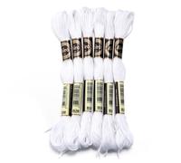 Hilos Punto De Cruz 6 unids/lote 8m hilo de punto cruz poliéster bordar colorido correa cuerda for manualidades costura DIY accesorios ropa(White)