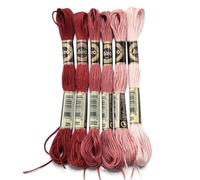 Hilos Punto De Cruz 6 unids/lote 8m hilo de punto cruz poliéster bordar colorido correa cuerda for manualidades costura DIY accesorios ropa(Pink 03)