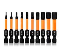 Hilpaty Juego de 10 Puntas Atornillador Hexagonal H1,5 H2 H2,5 H3 H3,5 H4 H5 H6 H7 H8 Longitud 50mm Bit de Allen Imantadas Impacto, Vástago Hexagonal de 1/4"