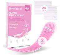 Hilph Compresa de refrigeración para el parto postparto, 2 compresas de enfriamiento perineal con 24 fundas desechables, cuidado vaginal, alivia el dolor y las molestias después del parto, color rosa