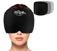 Hilph Gorro de alivio de migraña - Bolsa de hielo reutilizable - Sombrero ajustable para terapia de frío para dolor de cabeza por tensión, presión sinusal, resaca y ojos hinchados, color negro