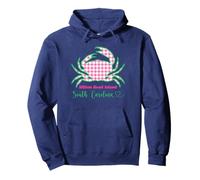 Hilton Head Island South Carolina Pink Preppy Crab para niñas Sudadera con Capucha