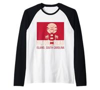 Hilton Head Island Vacation Holiday Bandera de Estados Unidos Camiseta Manga Raglan