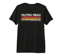 Hilton Head South Carolina Retro Rayas Vintage Coastal Camiseta Premium