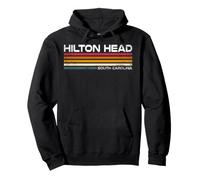 Hilton Head South Carolina Retro Rayas Vintage Coastal Sudadera con Capucha