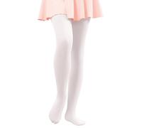 Hiltzo Medias de Danza Convertibles para Niñas, Medias de Transición Ultra Suaves de Danza para Escuela(Blanco,110-122)