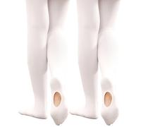 Hiltzo Medias de Danza Convertibles para Niñas, Medias de Transición Ultra Suaves de Danza para Escuela(2 Pares Blanco,110-122)