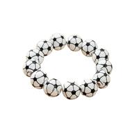 Hilufiet Bonita pulsera de madera hecha a mano con cuentas de béisbol, pelota deportiva, baloncesto, fútbol, tenis, pulsera elástica ajustable para mujeres y hombres, Metal, No es una piedra preciosa