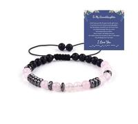 Hilufiet Pulsera de cuentas de piedra para hija, abuela, pulseras con código morse para madres y nietas, regalos hechos a mano con cordón, Metal, No es una piedra preciosa