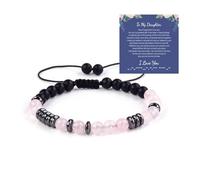 Hilufiet Pulsera de cuentas de piedra para hija, abuela, pulseras con código morse para madres y nietas, regalos hechos a mano con cordón, Metal, No es una piedra preciosa