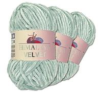 Himalaya 3 x 100 g Velvet Dolphin tejido de lana, 40 colores para elegir, hilo de tejer chenilla, lana esponjosa, brillo, accesorio, ropa, mantas (90025, nube)